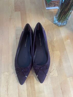 Tommy Hilfiger Women's Pointed Bow Ballet Flats - Plum